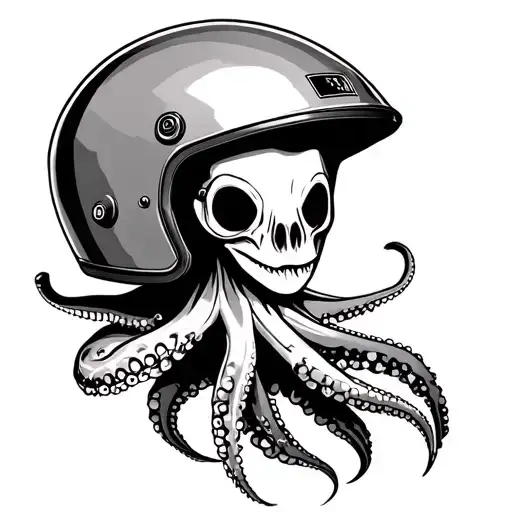 Squid Wearing Motorcycle Helmet