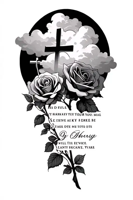 Bible Verse With Clouds And Crosses And Roses