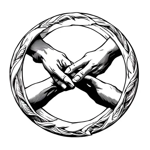 Brotherhood Symbol Intertwined Hands Holding In A Circle