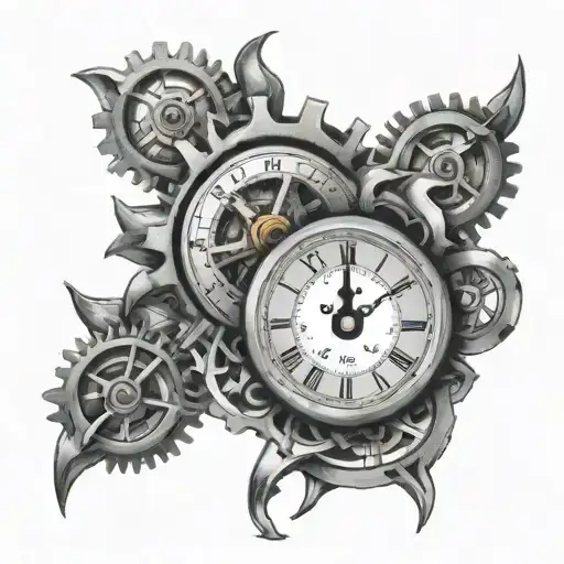 Gear Clock Tattoo Design