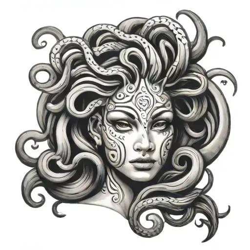 Medusa Tattoo With White Out Eyes