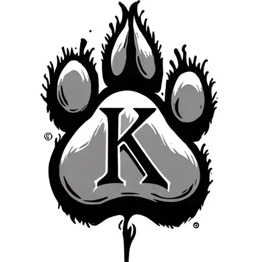 Paw Print With The Letter K Inside