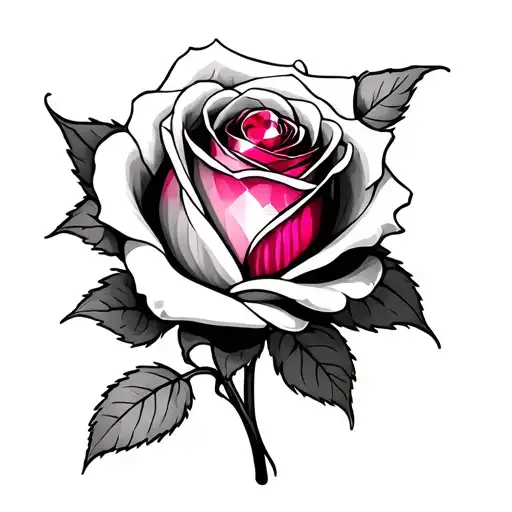 Rose With A Ruby Crystal Heart