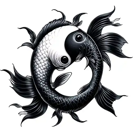 2 Koi Fish Yin Yang Eat Each Others