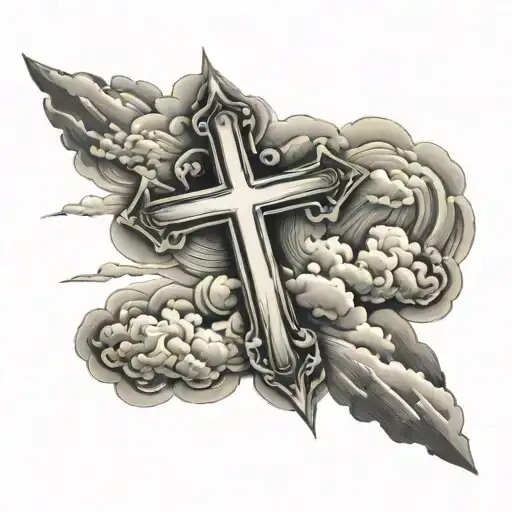 Cross With Clouds Surrounding