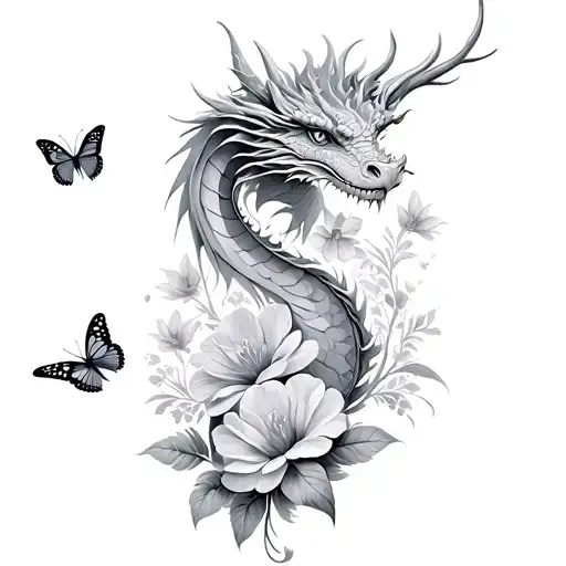 Flowers Butterflies And Dragon Wrapping