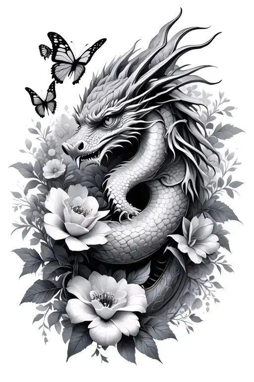 Flowers Butterflies And Dragon Wrapping