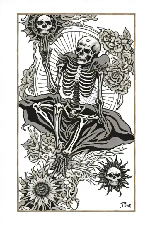 The Sun Tarot Card Featuring A Skeleton