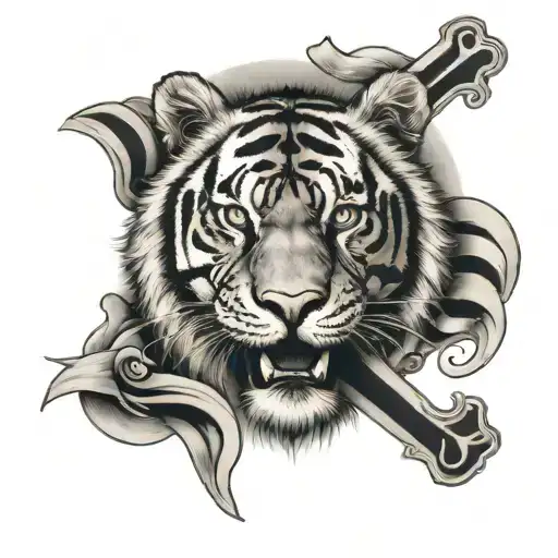 Cross Surrounded By Tiger Stripes