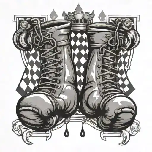 Boxing Gloves Hanging And King Chess Piece