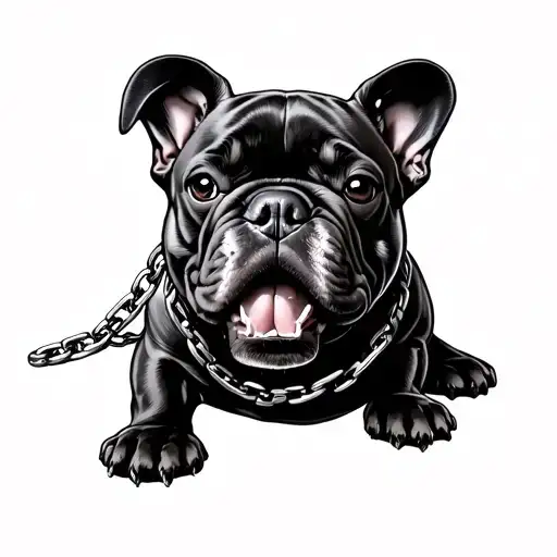 French Bulldog Wearing A Chain And One Bottom Tooth Showing