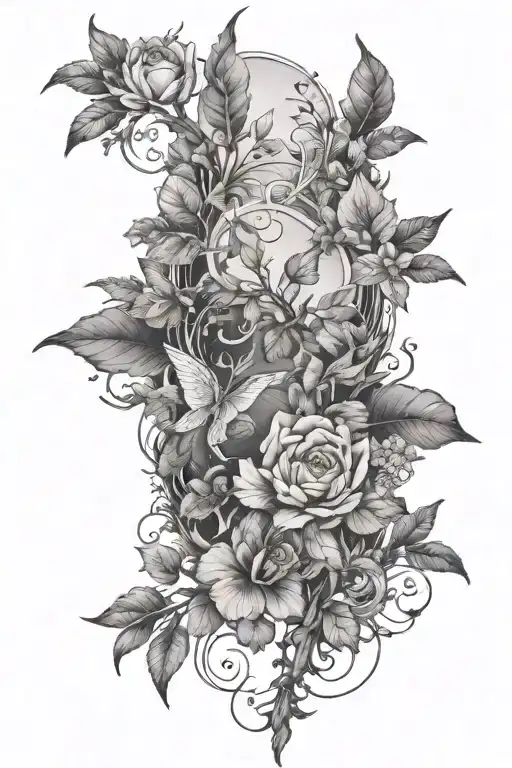 Sleeve Tattoo Featuring Nature