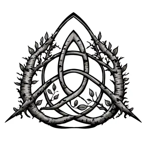 Triquetra With Birch Trees Inside The Symbol With Leafes