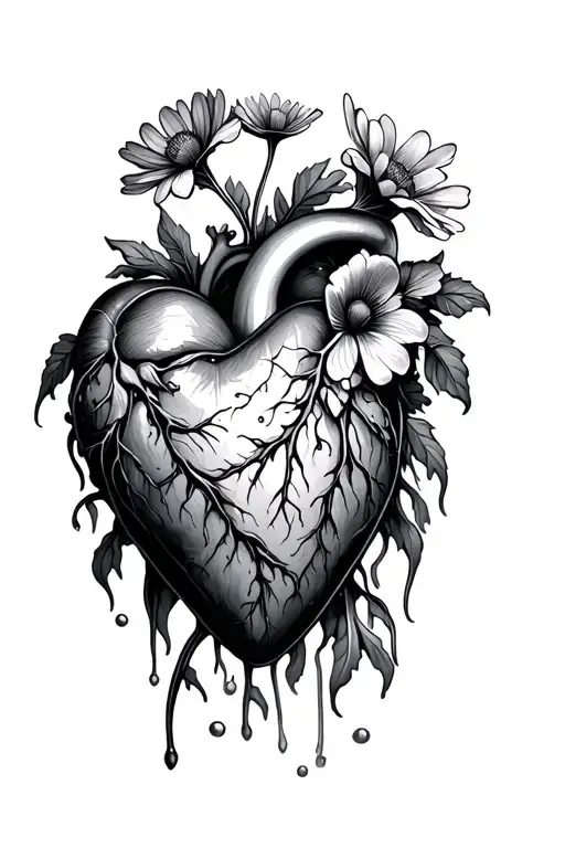 Dying Heart With Flowers Growing Out Of It
