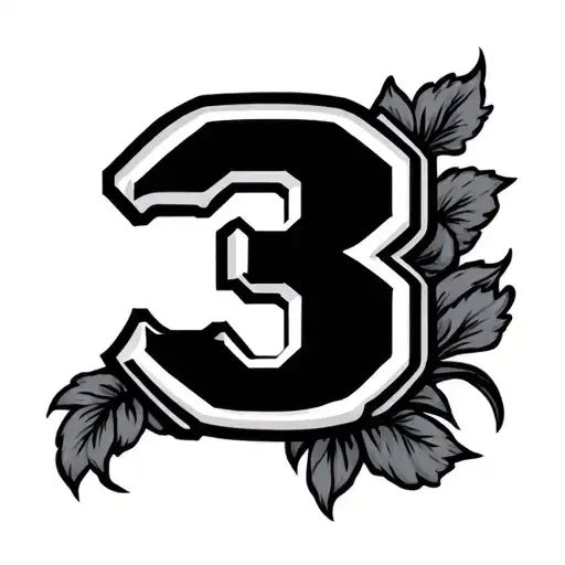 Number 3 In Varsity Font