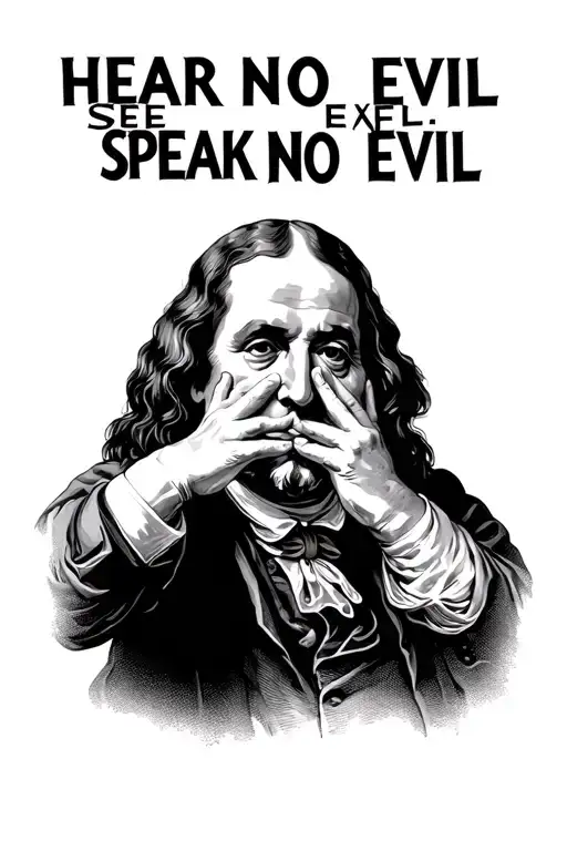 Benjamin Franklin-hear No Evil See No Evil Speak No Evil