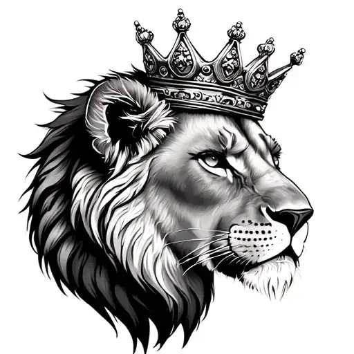 Lioness With Crown Portrait Style