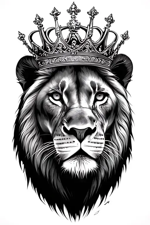 Lioness With Crown Portrait Style