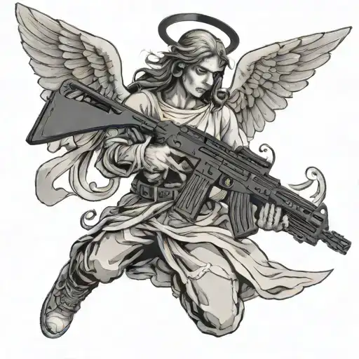 A Angel Holding A Ak 47