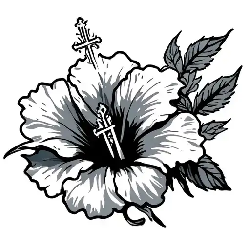 Hibiscus With Cross Outline