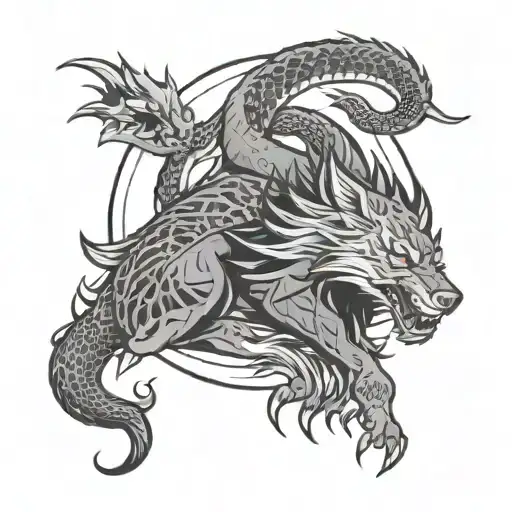 Ouroboros Dog Catching His Tail