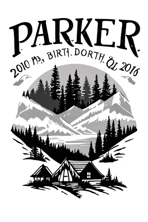 Name Of Parker With Date Of Birth And National Park Campsite Scene