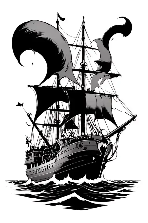 Squid Attacking Ship