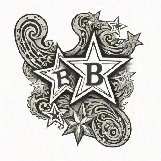 Letter B And 2 Stars Small