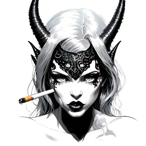 Demon Girl Smoking Cigarettes
