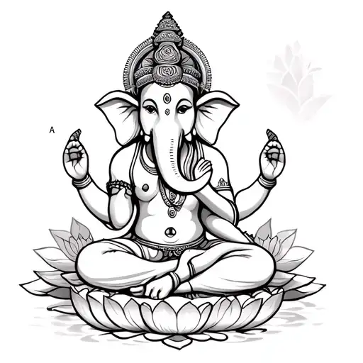Ganesha Sitting In Lotus