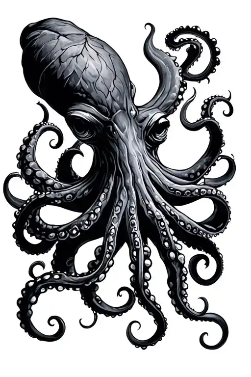 Mystic And Masculine Octopus With Deep Sea Elements
