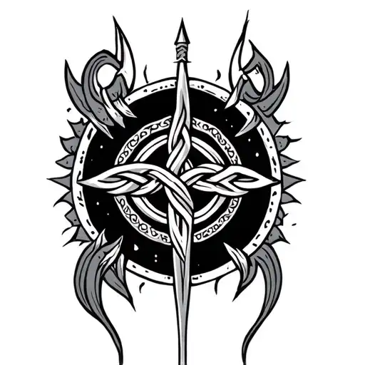 Father Daughter Viking Knot With Viking Symbols Surrounded