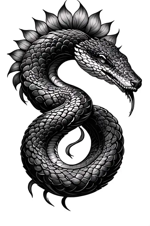 Mandala And Snake In Infinite 8 Shape Outline