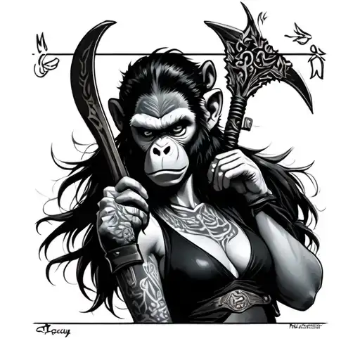 Archer Woman Wearing Angry Monkey Claok