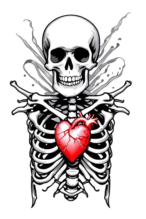 Skeleton With Heart Visible