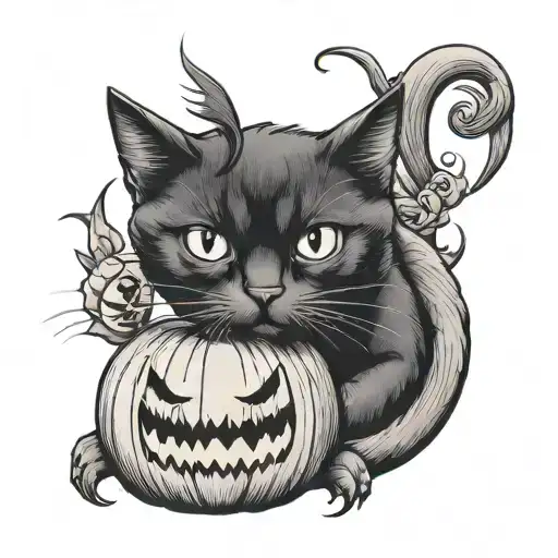 Jack O Lattern With Black Cat Sitting