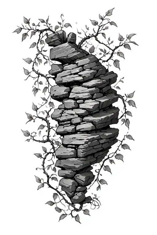 Rock Wall Wrapped In Vine