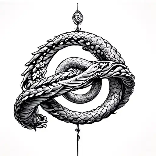 An Ouroboros Bracelet Tattoo Wrapping Forearm Sleeve