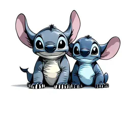 Dumbo And Stitch Sitting Next To Each Other