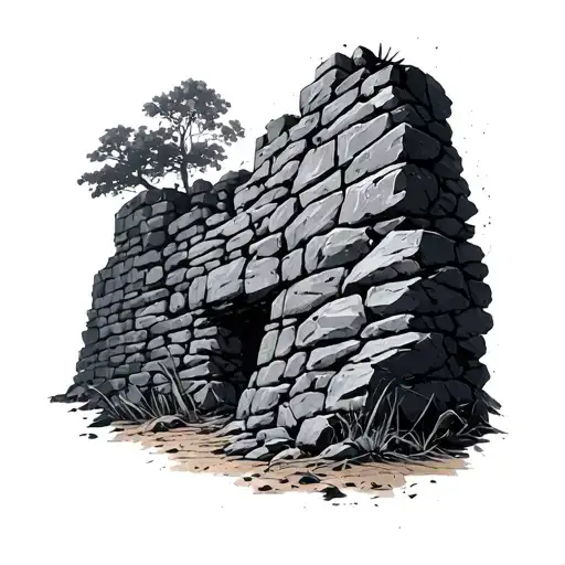 Rock Wall Being Built