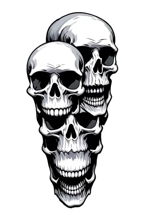 3 Vertical Cartoon Skulls