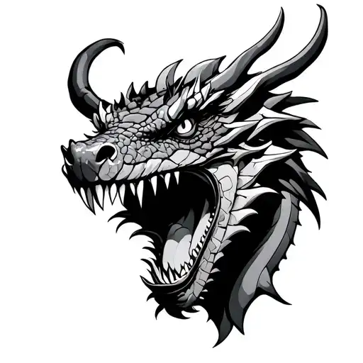 Dragon Head Menacing Open Mouth Wide Open