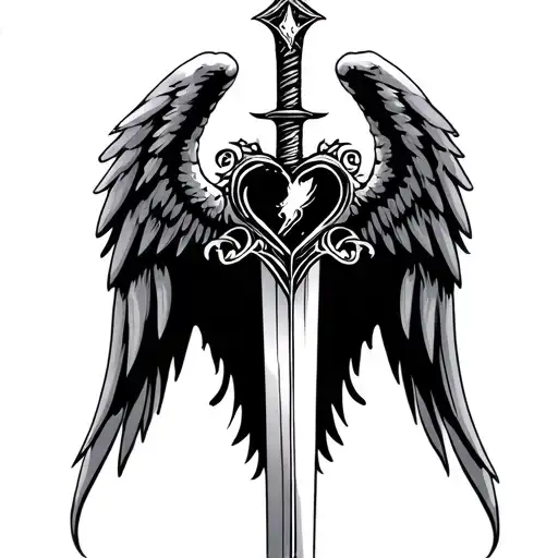 Heart Sword Angel Wings