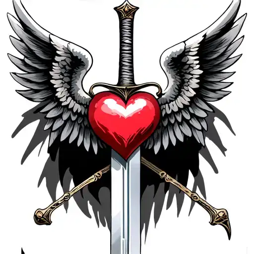 Heart-shaped Wings And Sword