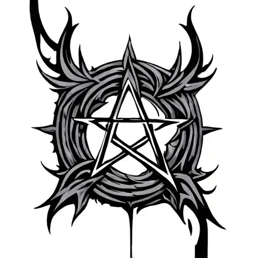 Tribal Dark Gothic Pentagram