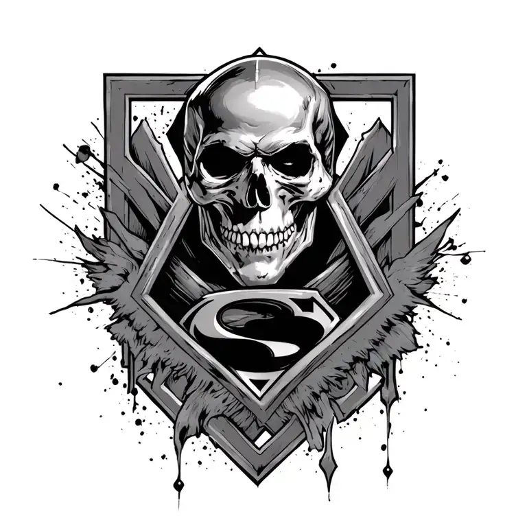 Superman Logo With Skull Inside