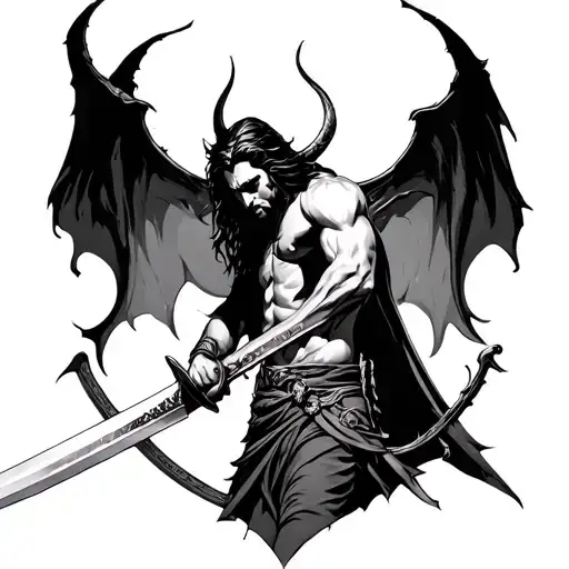 Lucifer Holding A Sword Or Katana