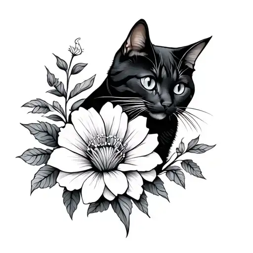 Cat And Flower
