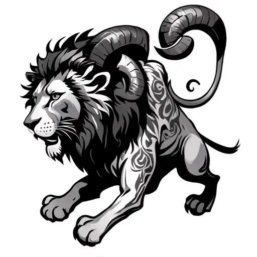 Aries Winning A Battle Against A Lion Wearing