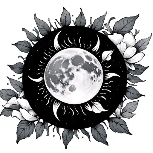 Moon And Sun With Sweet Pea Flower